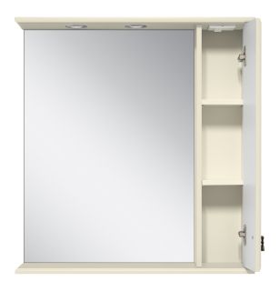 Зеркальный шкаф с подсветкой Misty Лувр 75см правый слоновая кость